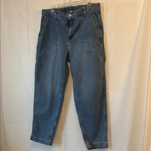 Old Navy OG Chino Pants Womens Large High Rise Ankle Casual Elastic Waist Denim - Picture 2 of 11